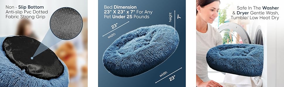 Round Plush Pet Bed – Self-Warming Soft Cushion for Cats & Dogs