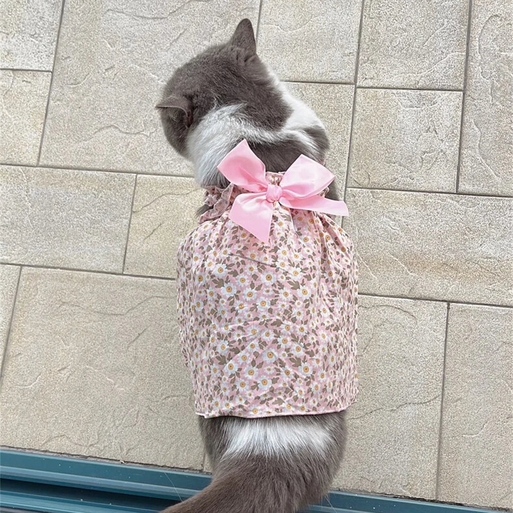 Sphynx Cat & Small Dog Summer Dress – Cotton Suspender Princess Outfit