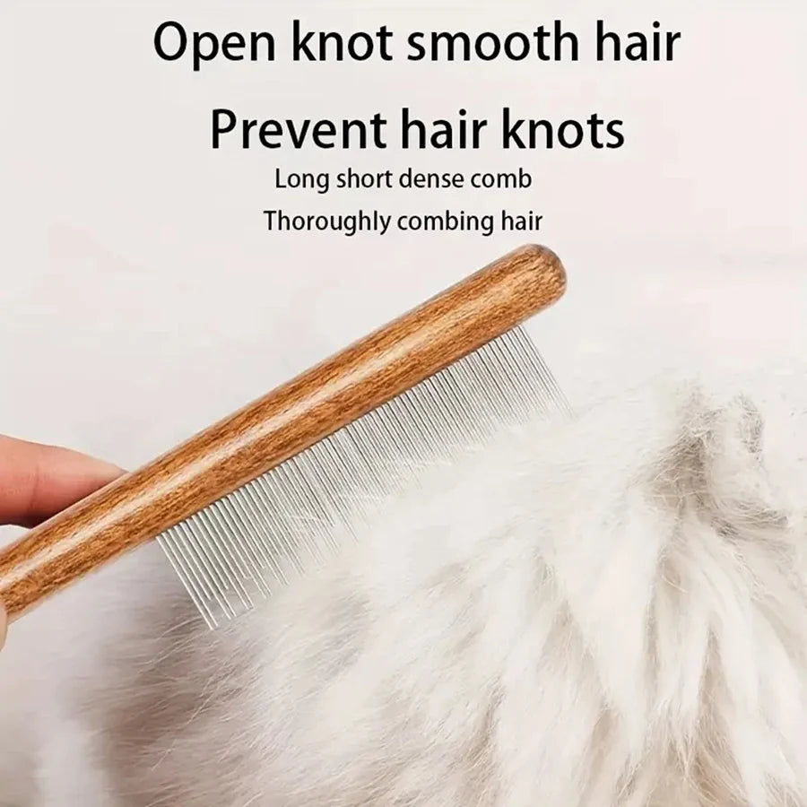 Solid Wood Pet Comb – Cat & Dog Hair Removal