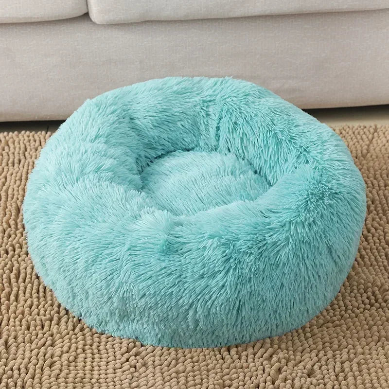 Round Plush Pet Bed – Self-Warming Soft Cushion for Cats & Dogs