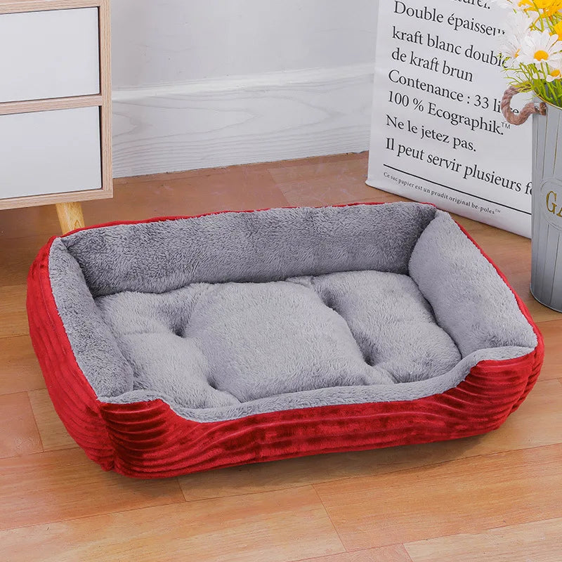 Color Square Winter Pet Bed – Soft Waterproof Dog & Cat House