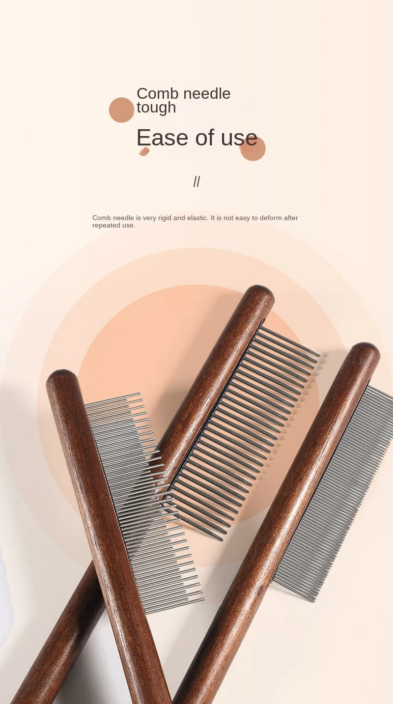 Solid Wood Pet Comb – Cat & Dog Hair Removal