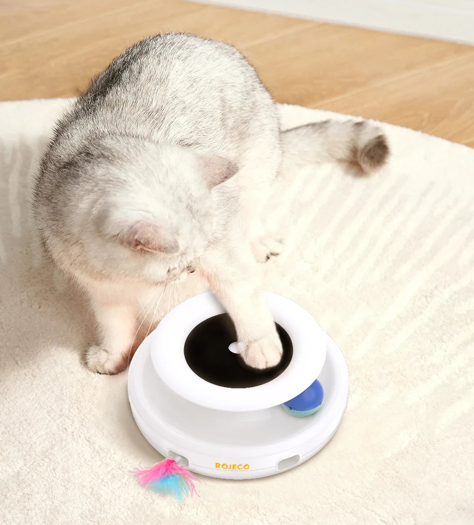 ROJECO 2-in-1 Smart Cat Toy – Automatic Feather Ball
