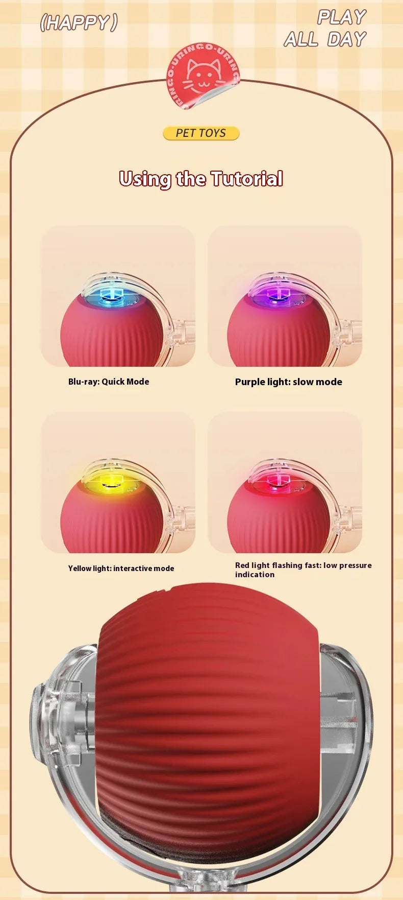 Automatic Rolling Cat & Dog Toy – Rechargeable Smart Ball