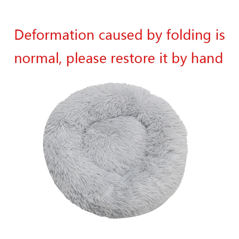 Round Plush Pet Bed – Warm Washable Cat & Dog Sofa
