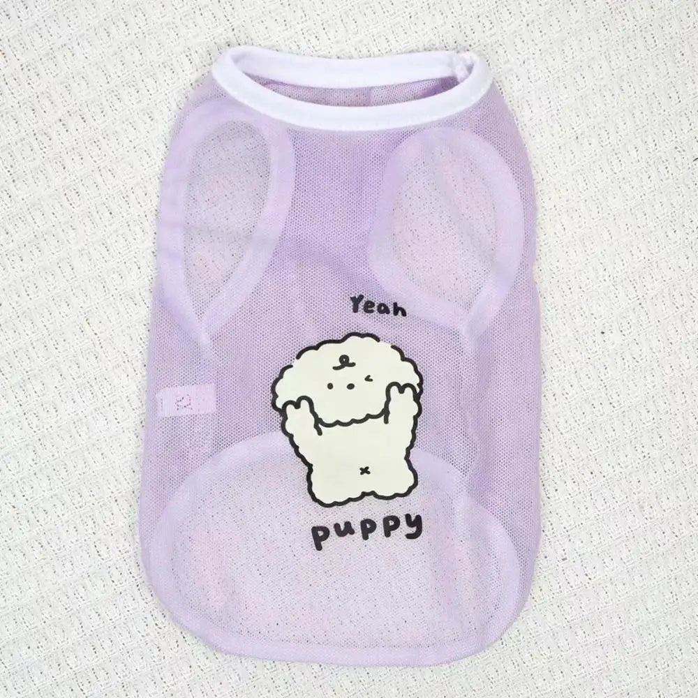 Cute Mesh Pet Tank Top – Breathable Summer Clothes for Dogs & Cats