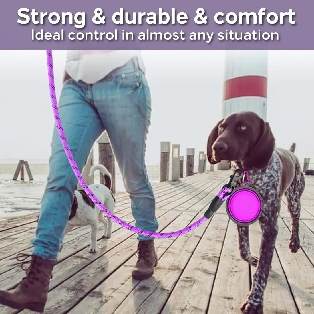 Strong Reflective Dog Leash – Adjustable for All Sizes