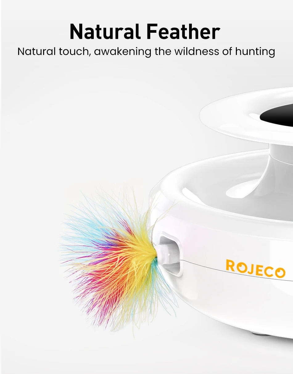 ROJECO 2-in-1 Smart Cat Toy – Automatic Feather Ball