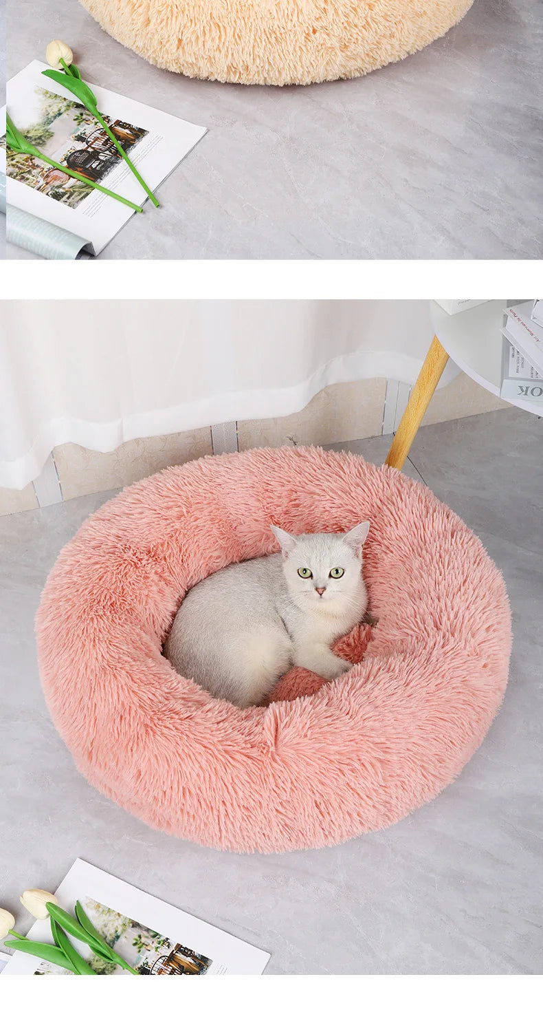 Plush Pet Nest – Warm Round Cat & Dog Bed