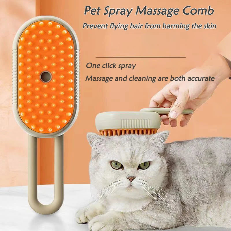 3-in-1 Pet Spray & Massage Brush – Cat & Dog Grooming Tool