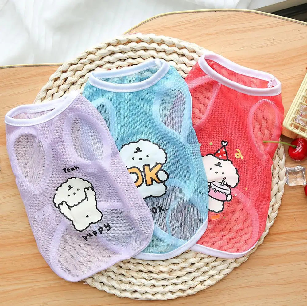 Cute Mesh Pet Tank Top – Breathable Summer Clothes for Dogs & Cats