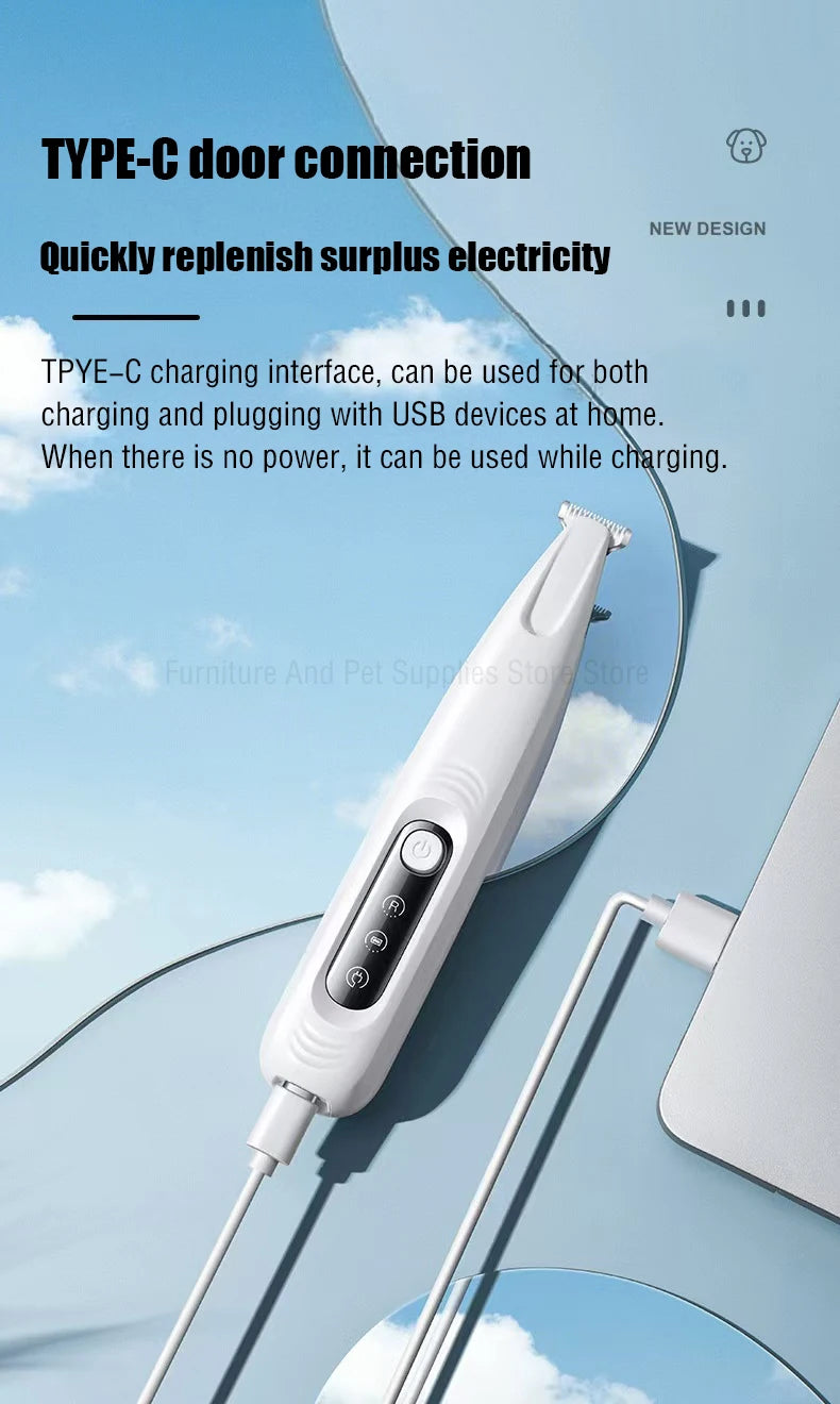 Waterproof Dog Paw Trimmer – LED Hair Clipper