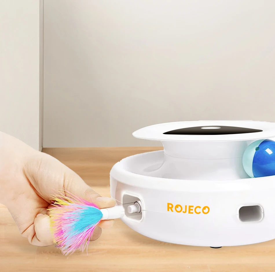 ROJECO 2-in-1 Smart Cat Toy – Automatic Feather Ball