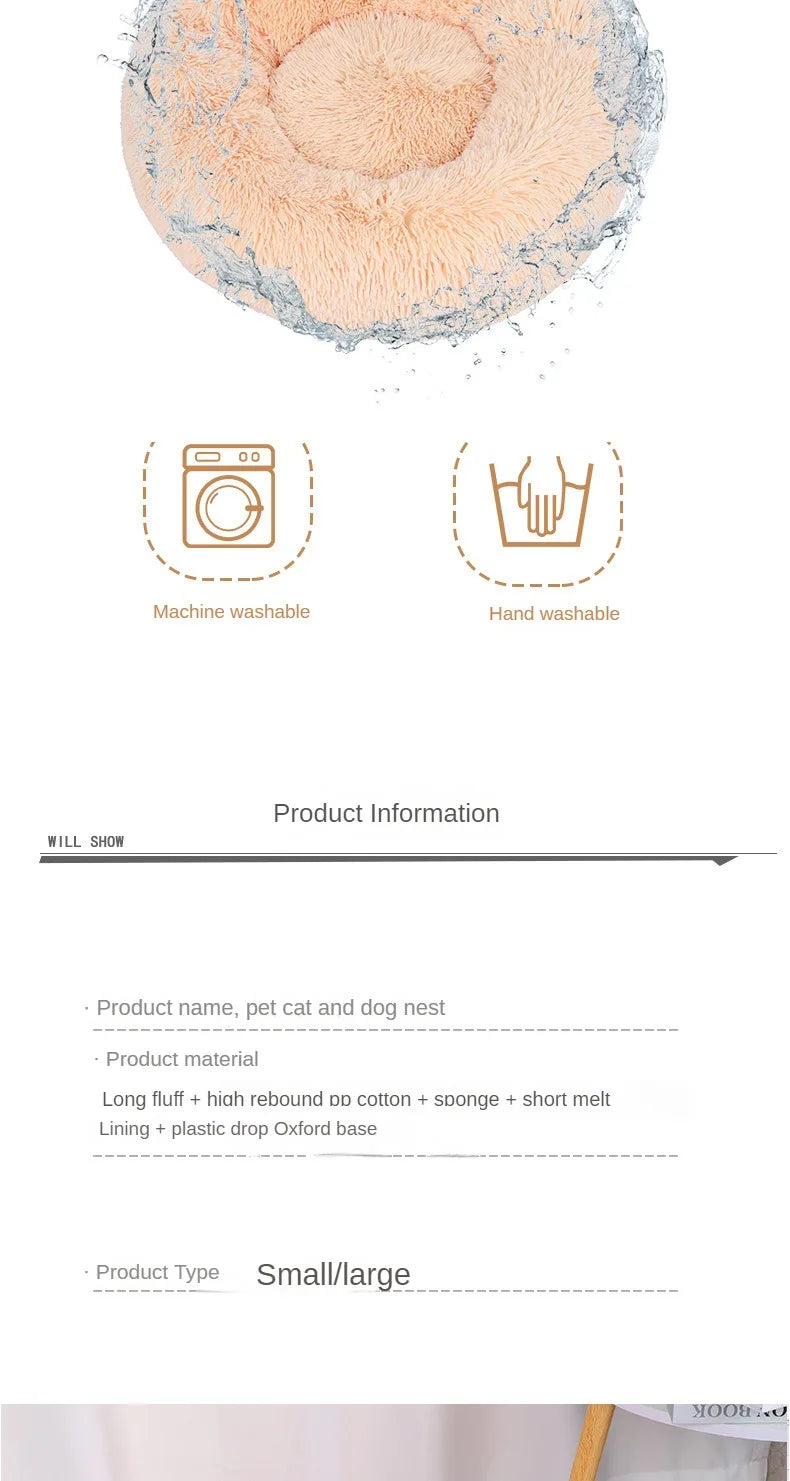 Plush Pet Nest – Warm Round Cat & Dog Bed