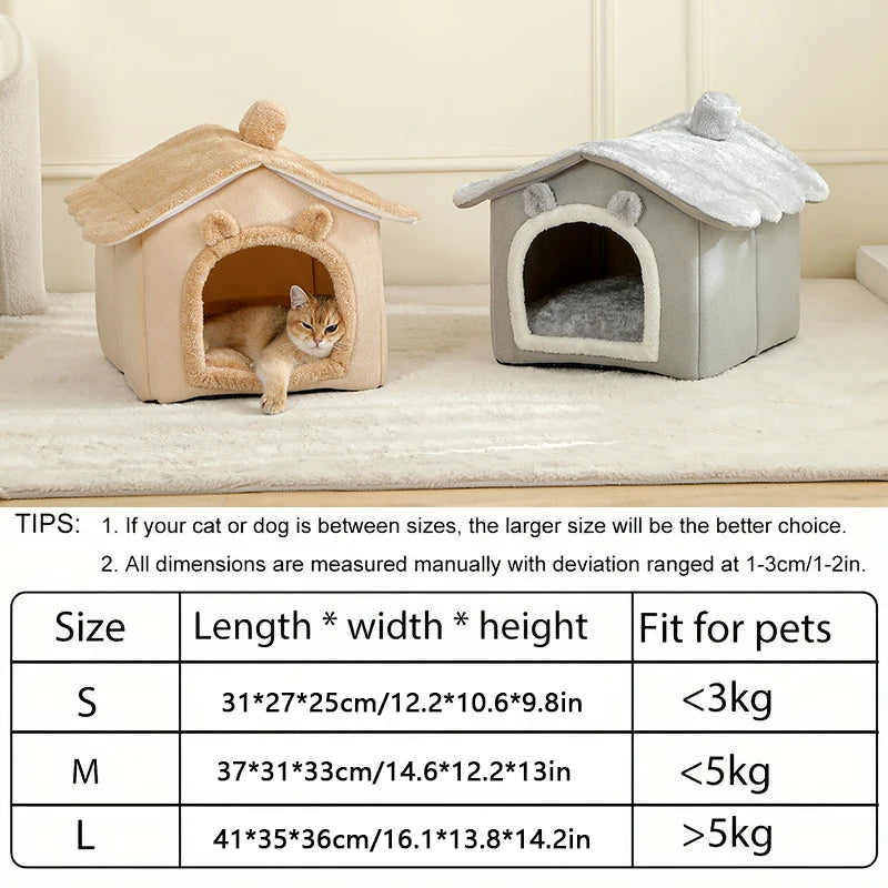 Foldable Pet House – Removable Washable Cat & Puppy Cave