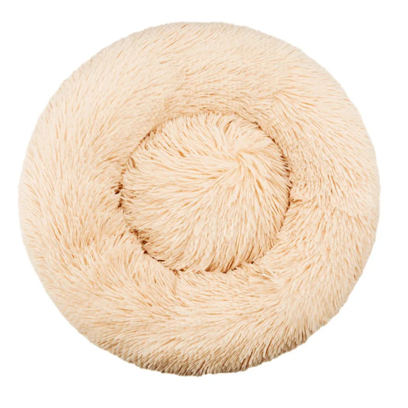 Round Plush Pet Bed – Warm Washable Cat & Dog Sofa