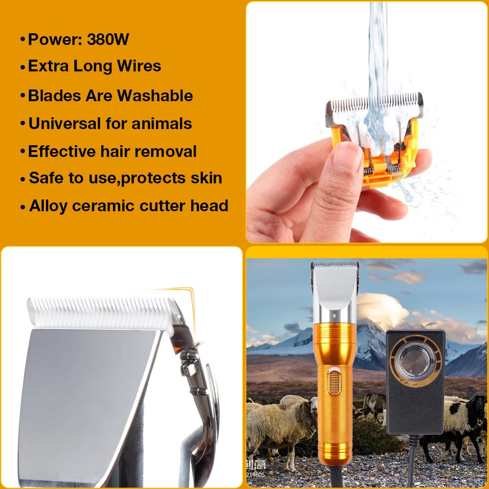 380W Cordless Cashmere Goat & Pet Hair Trimmer – 12V Electric