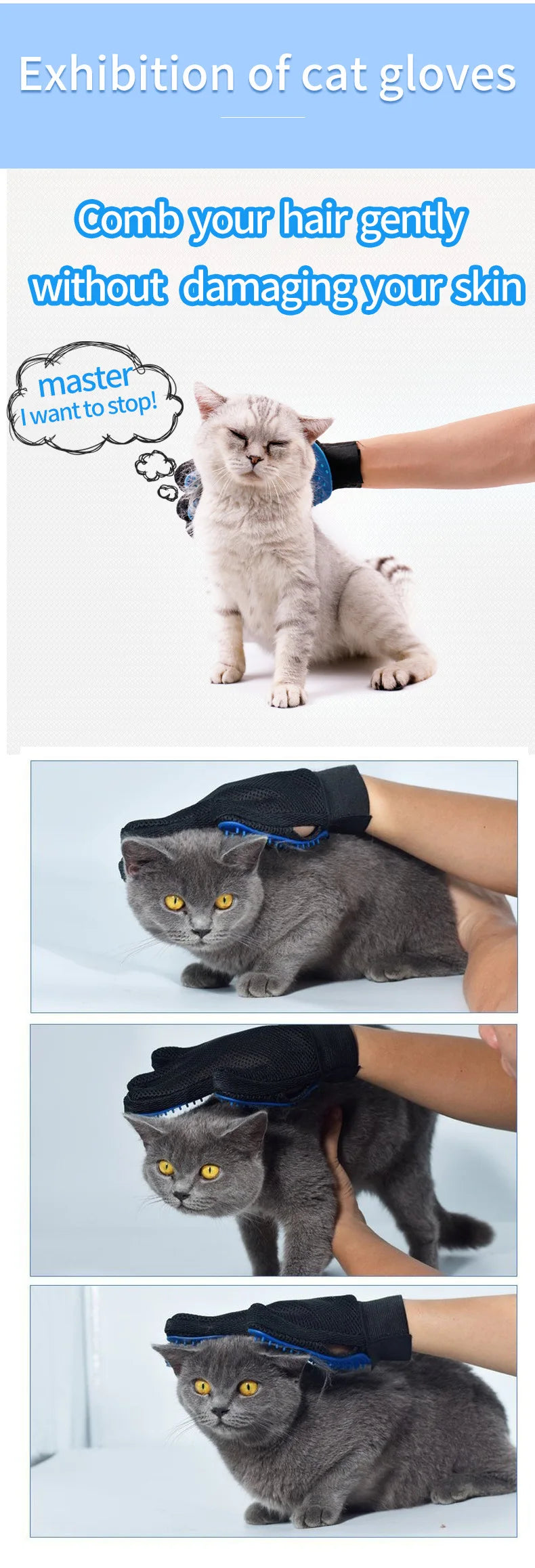 Pet Hair Removal & Grooming Gloves – 1PC