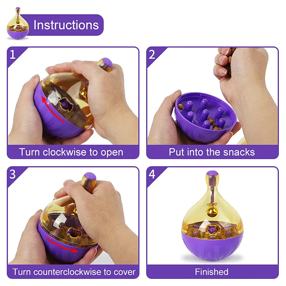 Interactive Pet Feeding Toy – Cat & Dog Food Tumbler