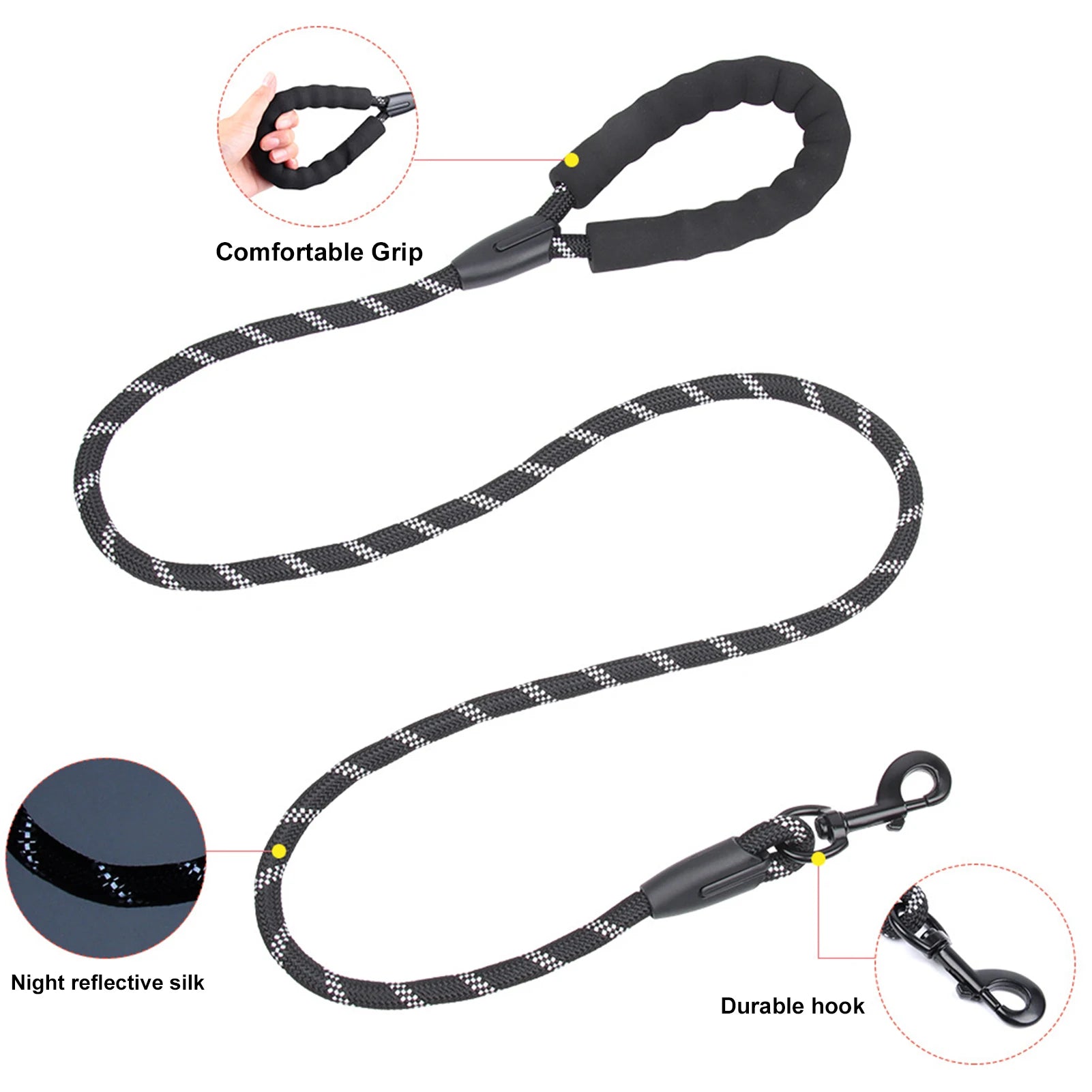 Reflective Nylon Dog Leash – 1.5m Outdoor Walking Lead