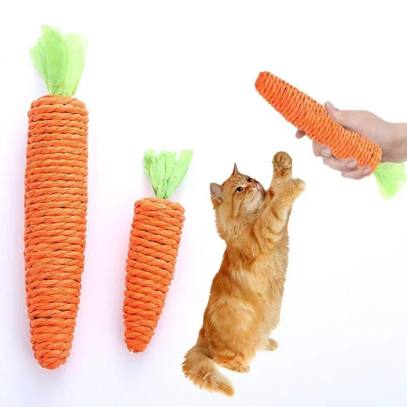Cat Teething & Play Toy – Carrot Teaser Stick