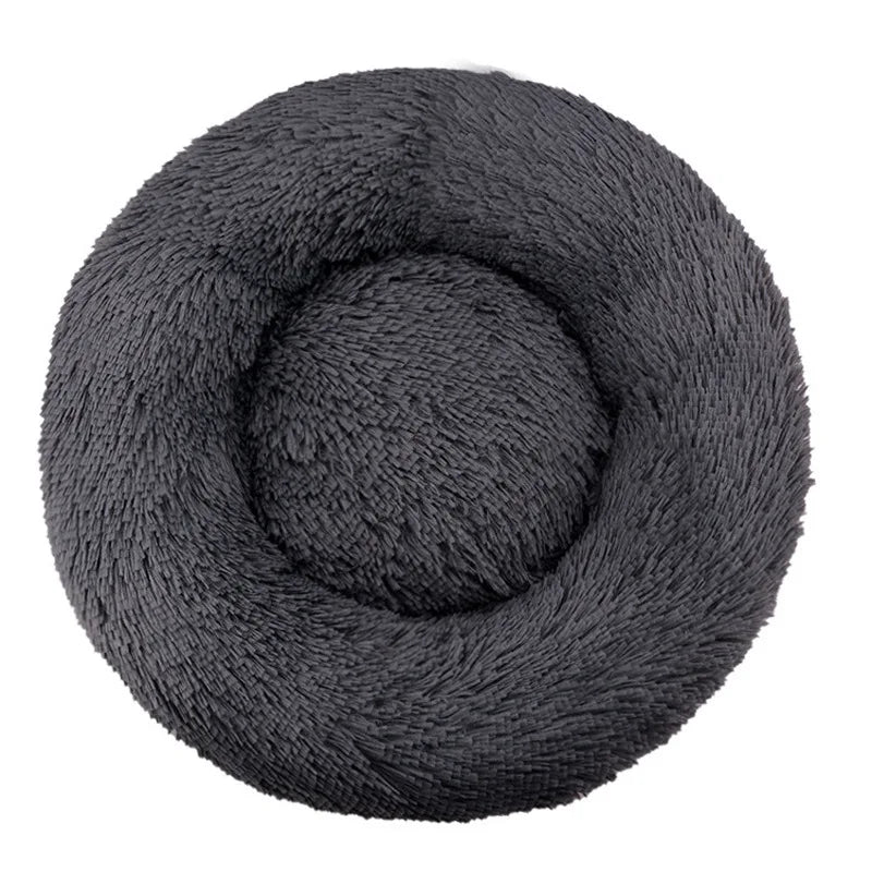 Round Plush Pet Bed – Warm Washable Cat & Dog Sofa