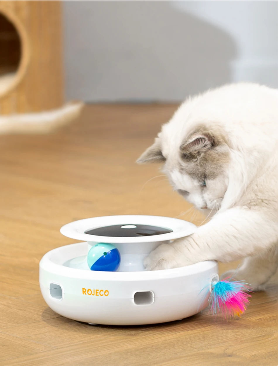 ROJECO 2-in-1 Smart Cat Toy – Automatic Feather Ball
