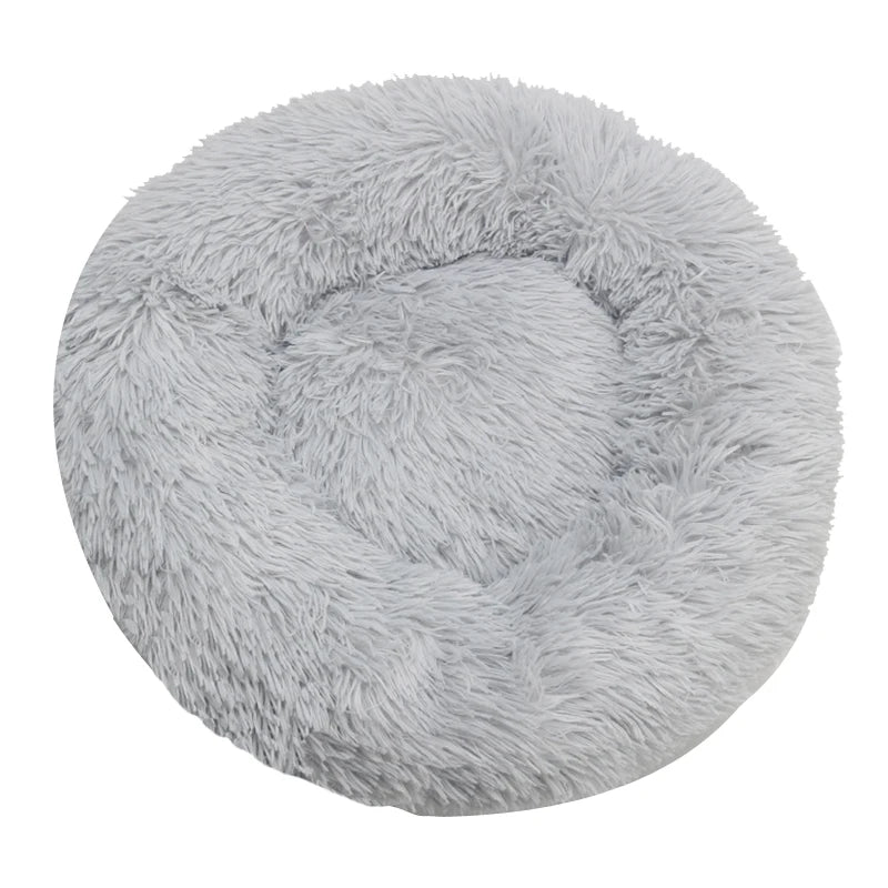 Round Plush Pet Bed – Warm Washable Cat & Dog Sofa