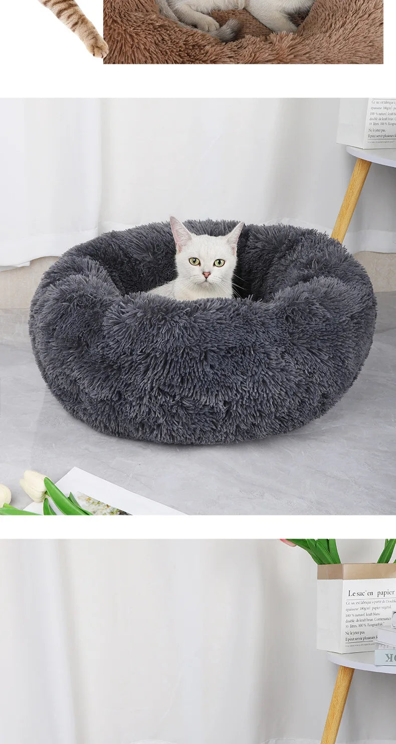 Plush Pet Nest – Warm Round Cat & Dog Bed
