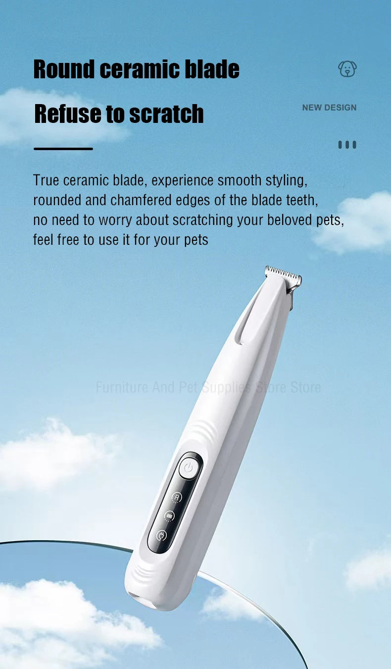 Waterproof Dog Paw Trimmer – LED Hair Clipper