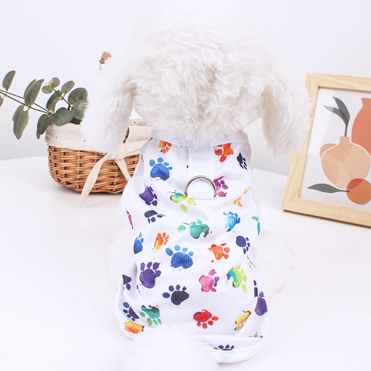 Footprint Print Dog Vest – Summer Breathable T-Shirt