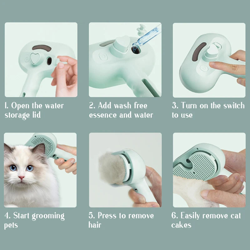 Pet Steam Massage Brush – Dog & Cat Hair Removal Comb