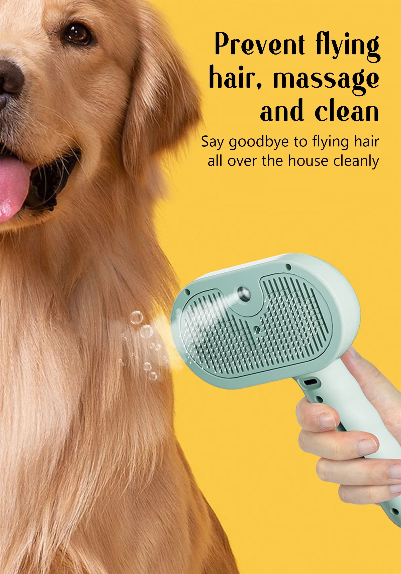 Pet Steam Massage Brush – Dog & Cat Hair Removal Comb