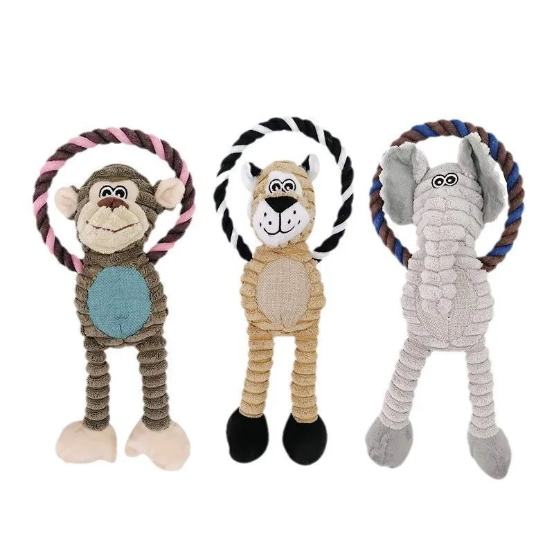 Bite-Resistant Plush Dog Toy – Squeaky Animal Chew