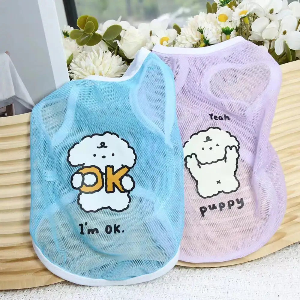 Cute Mesh Pet Tank Top – Breathable Summer Clothes for Dogs & Cats