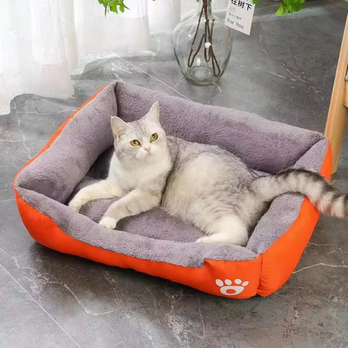 Color Square Winter Pet Bed – Soft Waterproof Dog & Cat House