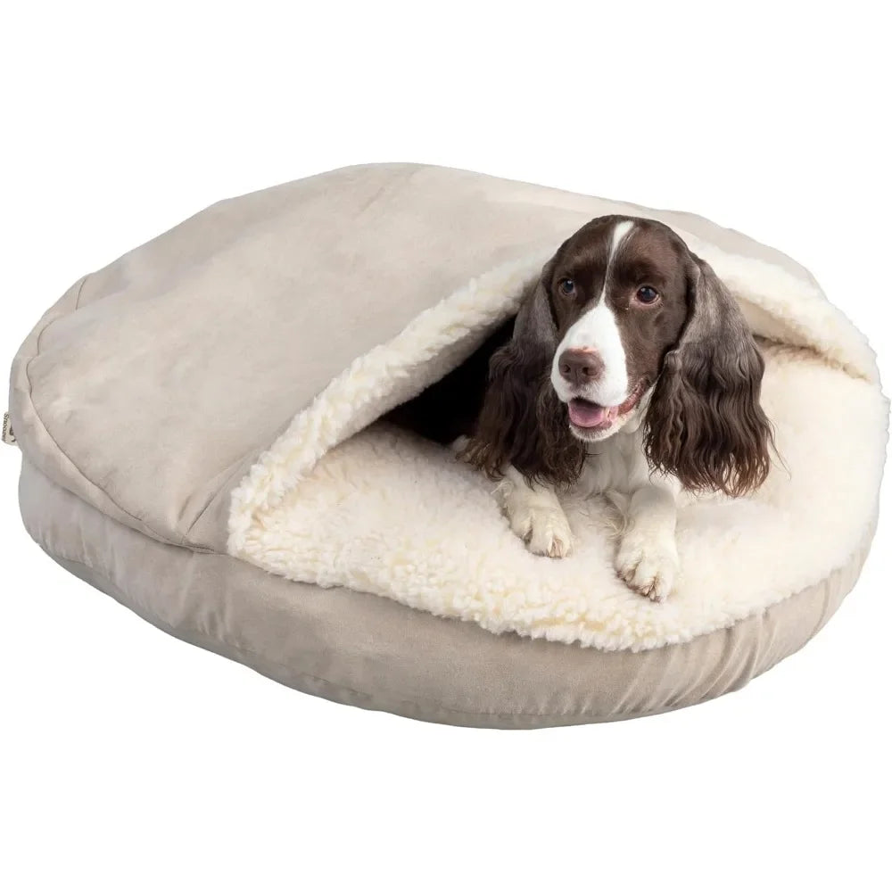 Luxury Microsuede Cozy Cave Pet Bed – Extra Large