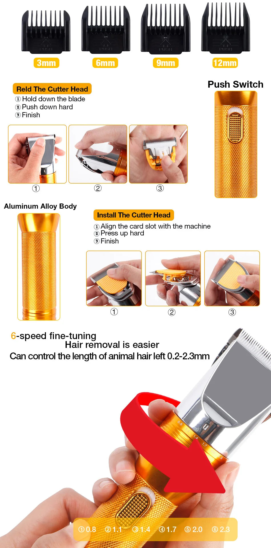 380W Cordless Cashmere Goat & Pet Hair Trimmer – 12V Electric