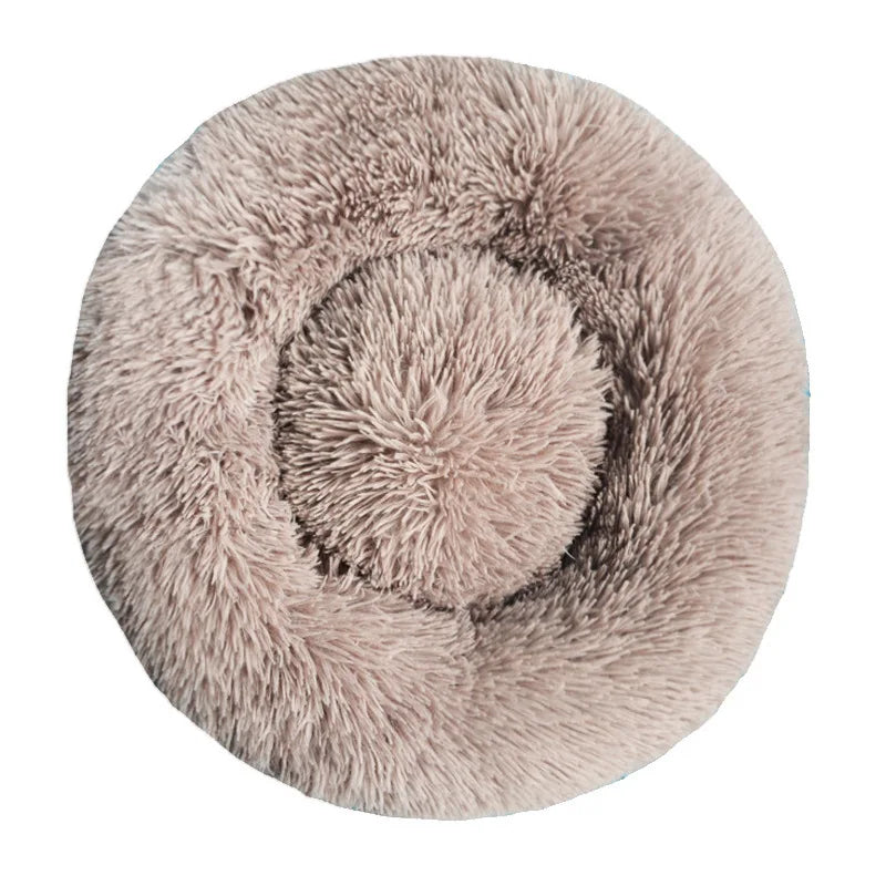 Round Plush Pet Bed – Warm Washable Cat & Dog Sofa