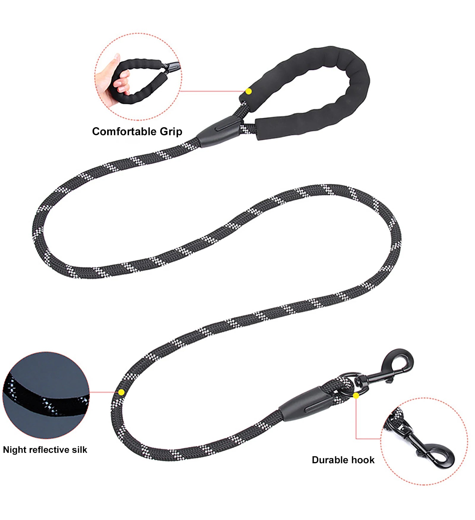 Reflective Nylon Dog Leash – 1.5m Outdoor Walking Lead
