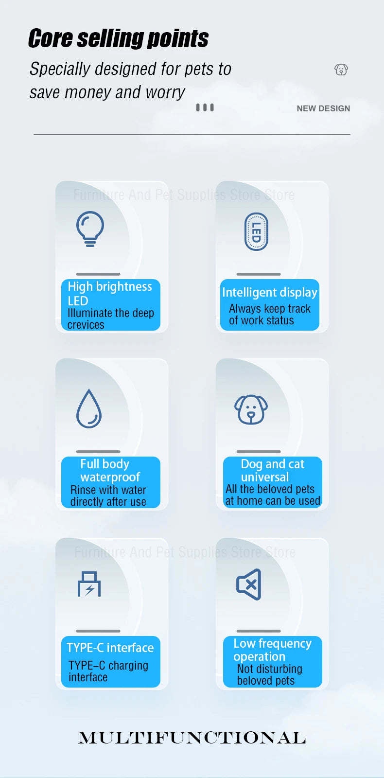 Waterproof Dog Paw Trimmer – LED Hair Clipper