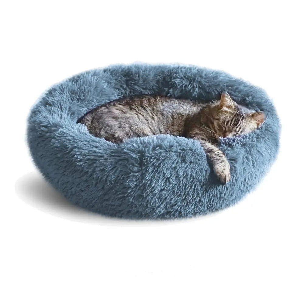 Round Plush Pet Bed – Self-Warming Soft Cushion for Cats & Dogs