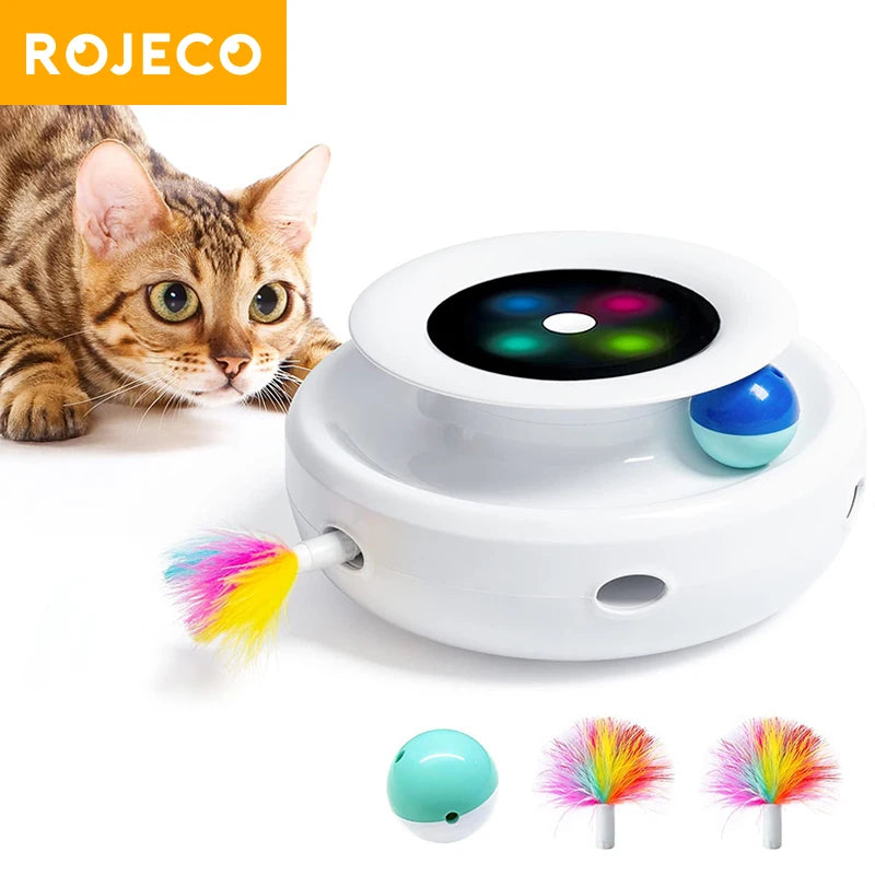 ROJECO 2-in-1 Smart Cat Toy – Automatic Feather Ball