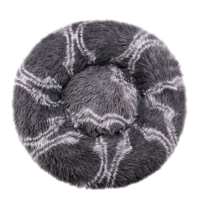 Round Plush Pet Bed – Warm Washable Cat & Dog Sofa
