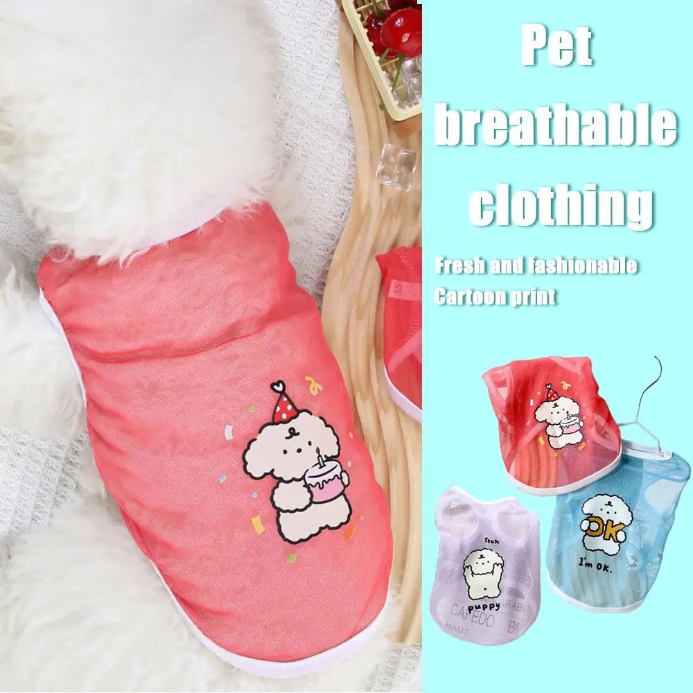 Cute Mesh Pet Tank Top – Breathable Summer Clothes for Dogs & Cats