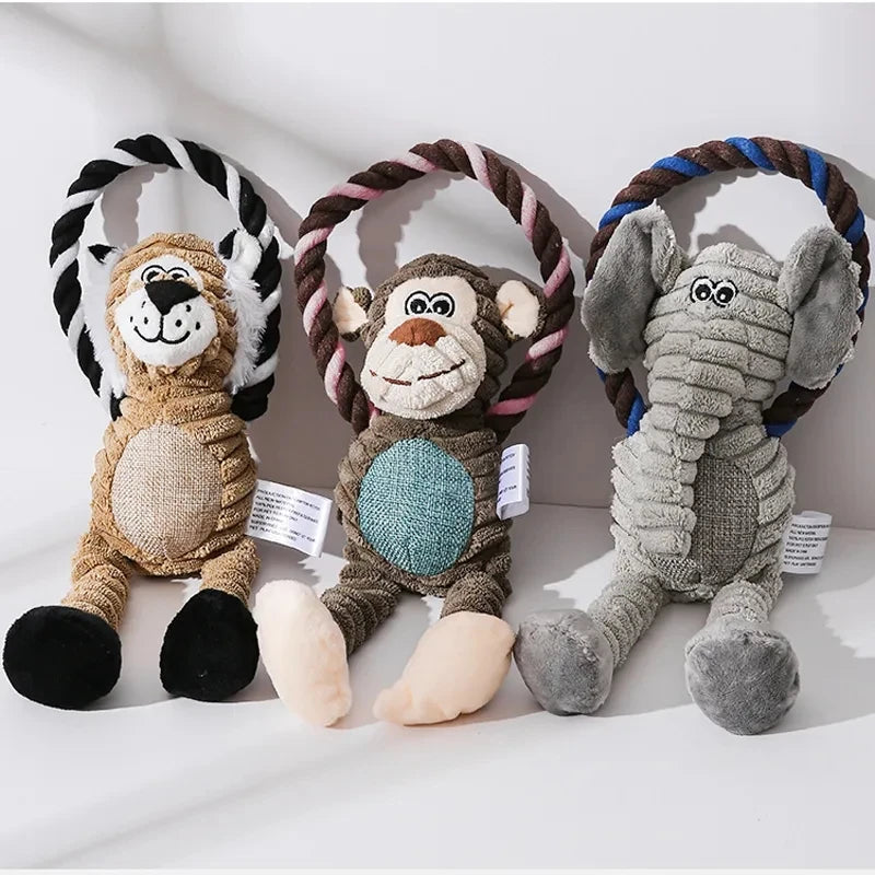 Bite-Resistant Plush Dog Toy – Squeaky Animal Chew