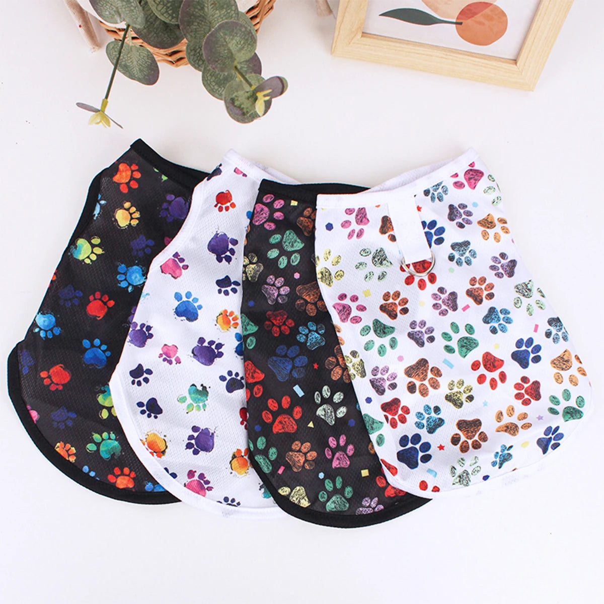 Footprint Print Dog Vest – Summer Breathable T-Shirt