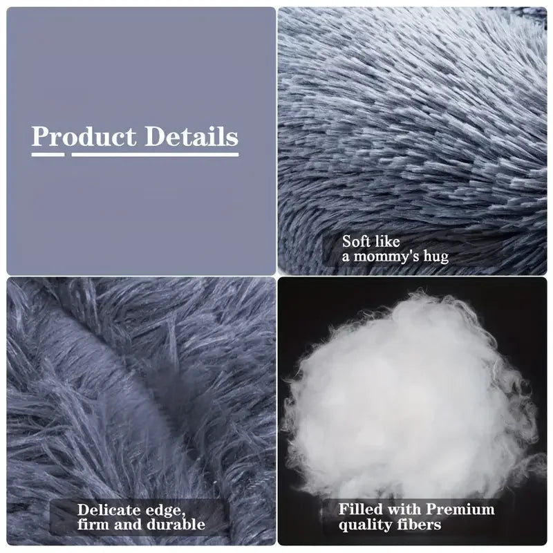 Round Plush Pet Bed – Warm Washable Cat & Dog Sofa