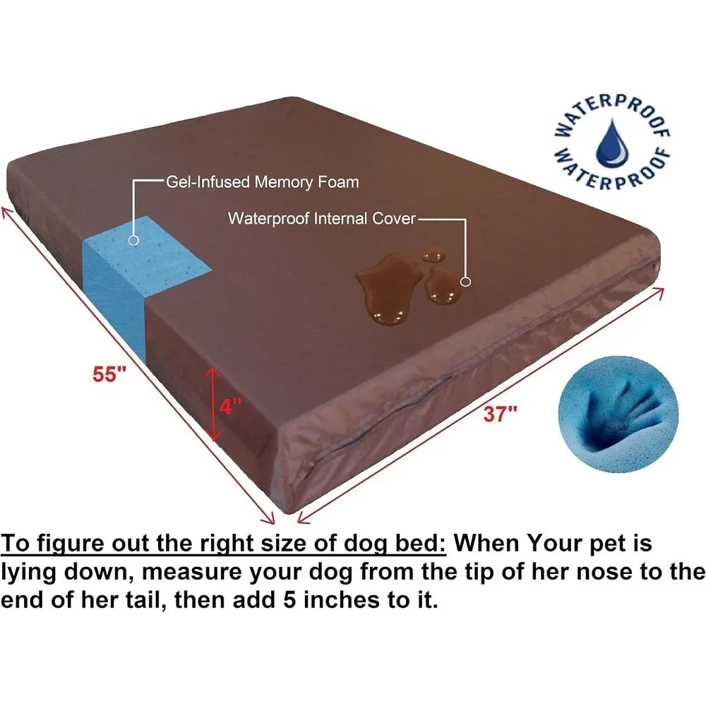 Orthopedic Memory Foam Dog Bed – Gel-Infused Large Pet Bed
