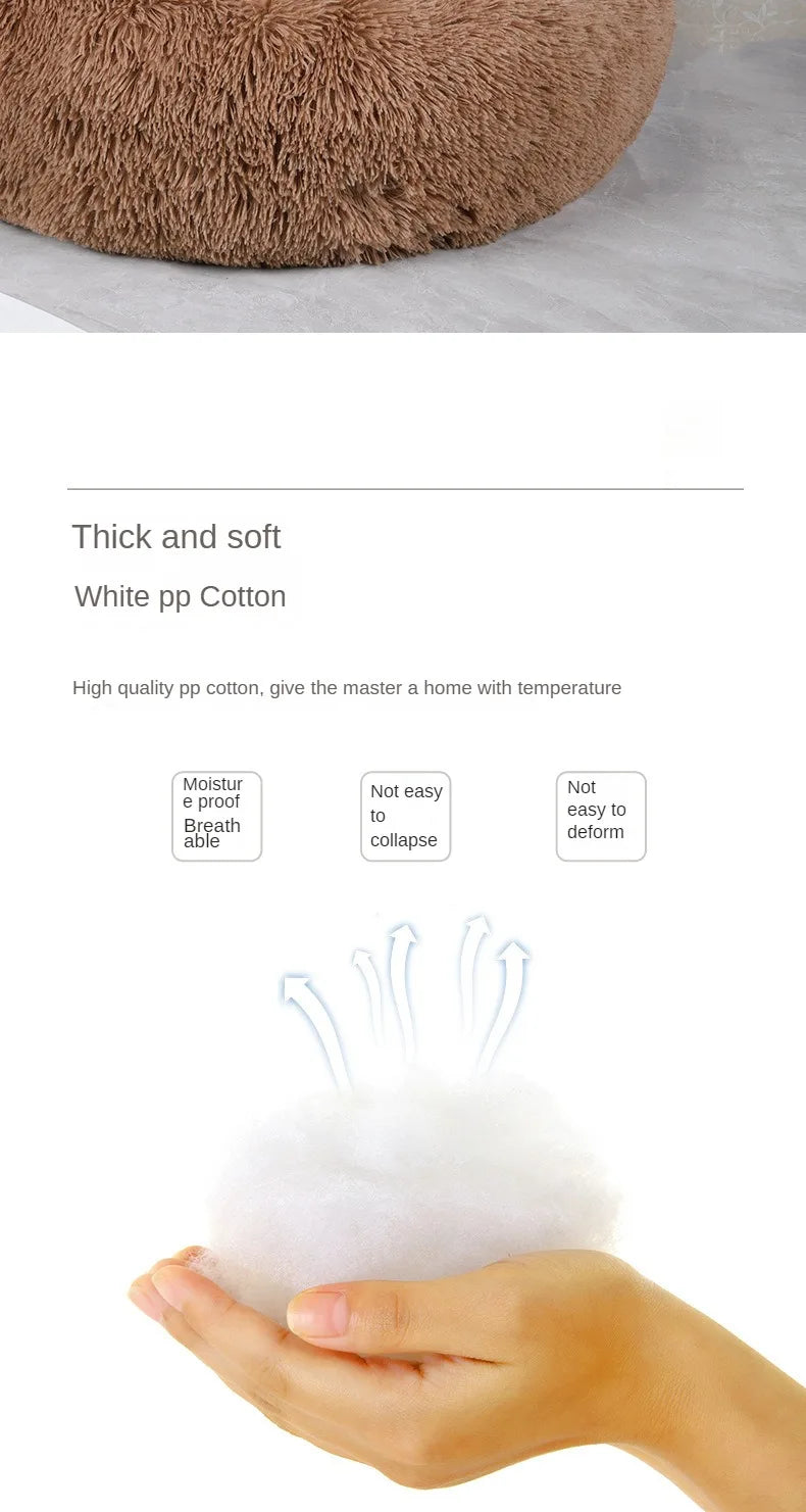 Plush Pet Nest – Warm Round Cat & Dog Bed